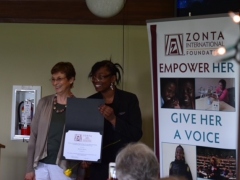 Marilyn awarding a scholarship